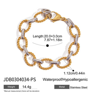 ステンレス304 低ニッケル 水に濡れても錆びにくい 18Kゴールドメッキ ブレスレット チェーン 【YJ01010】