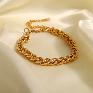 ステンレス304 低ニッケル 水に濡れても錆びにくい 18Kゴールドメッキ ブレスレット チャンキー 【YJ01691】