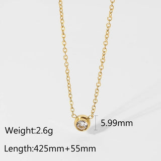 ステンレス304 低ニッケル 水に濡れても錆びにくい 18Kゴールドメッキ ネックレス ジルコニア 【YJ01593】