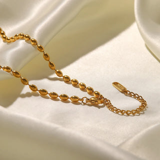 ステンレス304 低ニッケル 水に濡れても錆びにくい 18Kゴールドメッキ ネックレス 天然石風ストーン 【YJ01740】