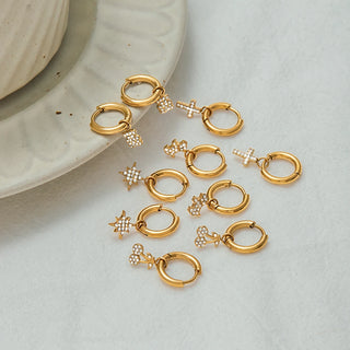 ステンレス304 低ニッケル 水に濡れても錆びにくい 18Kゴールドメッキ ピアス クロス スター 星 くま さくらんぼ チェリー 【YJ01020】