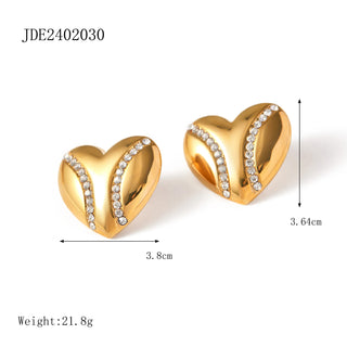 ステンレス304 低ニッケル 水に濡れても錆びにくい 18Kゴールドメッキ ピアス トライアングル ハート ジルコニア オーバル【YJ02281】