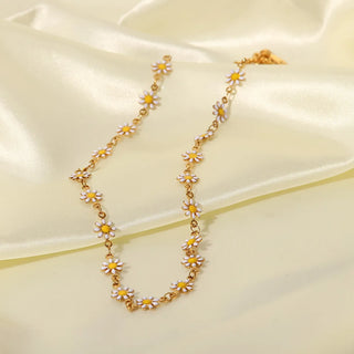 ステンレス304 低ニッケル 水に濡れても錆びにくい 18Kゴールドメッキ ネックレス フラワー 花 【YJ01706】
