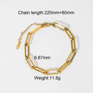ステンレス304 低ニッケル 水に濡れても錆びにくい 18Kゴールドメッキ ブレスレット チェーン 【YJ01222】