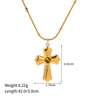 ステンレス304 低ニッケル 水に濡れても錆びにくい 18Kゴールドメッキ ネックレス クロス  【YJ03519】