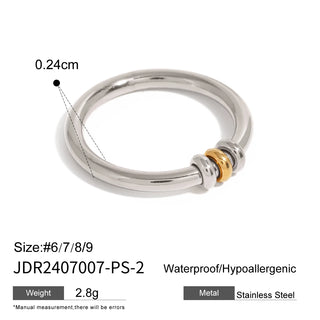 ステンレス304 低ニッケル 水に濡れても錆びにくい 18Kゴールドメッキ リング【YJ03242】