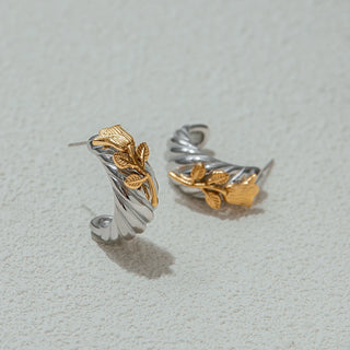 ステンレス304 ニッケルフリー 水に濡れても錆びにくい フープ ピアス 薔薇 ローズ 【YJ00353】