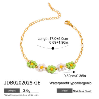 ステンレス304 低ニッケル 水に濡れても錆びにくい 18Kゴールドメッキ ブレスレット フラワー 花 【YJ01161】