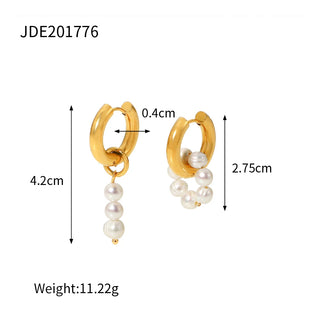 ステンレス304 低ニッケル 水に濡れても錆びにくい 18Kゴールドメッキ ピアス パール 【YJ02104】