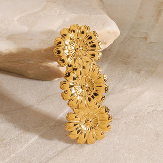 ステンレス304 低ニッケル 水に濡れても錆びにくい 18Kゴールドメッキ ヘアアクセサリー フラワー 花 【YJ02831】