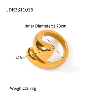 ステンレス304 低ニッケル 水に濡れても錆びにくい 18Kゴールドメッキ リング チャンキー 【YJ03101】