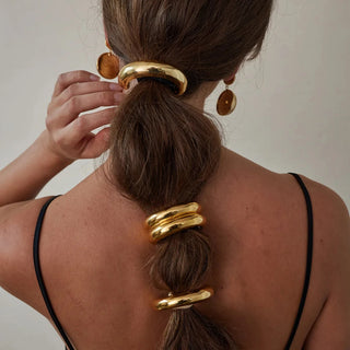 ステンレス304 低ニッケル 水に濡れても錆びにくい 18Kゴールドメッキ ヘアアクセサリー チャンキー 【YJ01866】