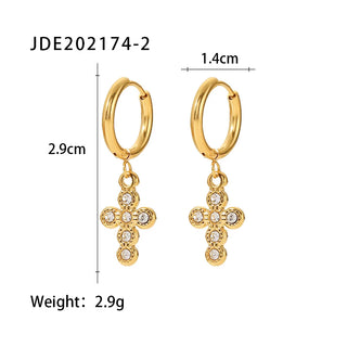 ステンレス304 低ニッケル 水に濡れても錆びにくい 18Kゴールドメッキ ピアス フープ クロス ジルコニア パール 【YJ03495】