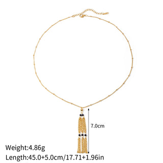 ステンレス304 低ニッケル 水に濡れても錆びにくい 18Kゴールドメッキ ネックレス タッセル 【YJ02654】