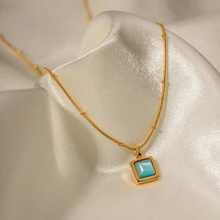 ステンレス304 低ニッケル 水に濡れても錆びにくい 18Kゴールドメッキ ネックレス スクエア オーバル ハート 【YJ02197】