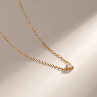 ステンレス304 低ニッケル 水に濡れても錆びにくい 18Kゴールドメッキ ネックレス ハート ジルコニア 【YJ02361】