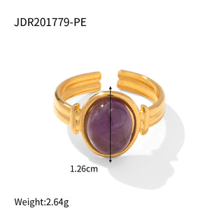 ステンレス304 低ニッケル 水に濡れても錆びにくい 18Kゴールドメッキ リング オーバル【YJ03669】