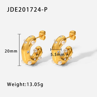 ステンレス304 低ニッケル 水に濡れても錆びにくい 18Kゴールドメッキ ピアス ジルコニア パール 【YJ03583】