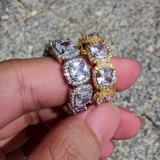 高品質真鍮 A3ランクジルコニア 18Kゴールドメッキ リング スクエア ジルコニア  クリスタルアイスドアウト ヒップホップ【NJ00027】