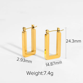 ステンレス304 低ニッケル 水に濡れても錆びにくい 18Kゴールドメッキ ピアス フープ スクエア 【YJ03920】