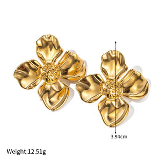 ステンレス304 低ニッケル 水に濡れても錆びにくい 18Kゴールドメッキ ピアス フラワー 花 【YJ02689】