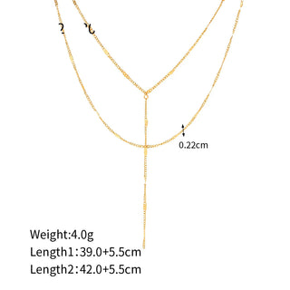 ステンレス304 低ニッケル 水に濡れても錆びにくい 18Kゴールドメッキ ネックレス 2連 【YJ03433】