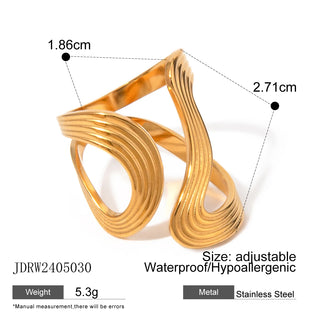 ステンレス304 ニッケルフリー 水に濡れても錆びにくい 18Kゴールドメッキ リング 【YJ00912】