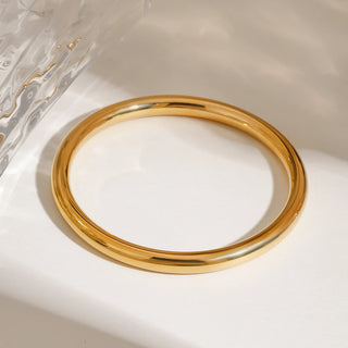 ステンレス304 低ニッケル 水に濡れても錆びにくい 18Kゴールドメッキ ブレスレット バングル【YJ02472】