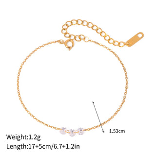 ステンレス304 低ニッケル 水に濡れても錆びにくい 18Kゴールドメッキ ブレスレット クリスタル 【YJ02565】