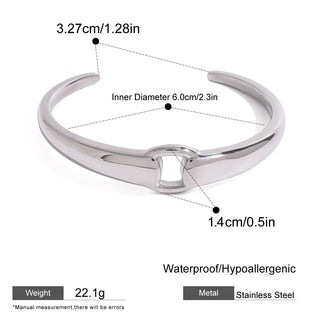 ステンレス304 ニッケルフリー 水に濡れても錆びにくい 18Kゴールドメッキ ブレスレット バングル【YJ00072】