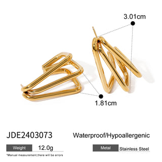 ステンレス304 低ニッケル 水に濡れても錆びにくい 18Kゴールドメッキ ピアス スクエア 【YJ02220】