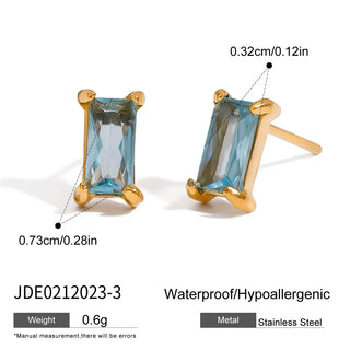 ステンレス304 低ニッケル 水に濡れても錆びにくい 18Kゴールドメッキ ピアス ジルコニア 誕生石 【YJ01990】