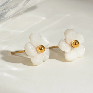 ステンレス304 低ニッケル 水に濡れても錆びにくい 18Kゴールドメッキ ピアス フラワー 花 【YJ03981】