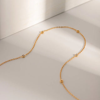 ステンレス304 低ニッケル 水に濡れても錆びにくい 18Kゴールドメッキ ネックレス チェーン ジルコニア 【YJ01664】