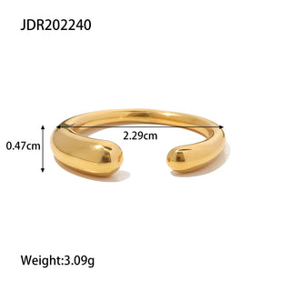 ステンレス304 低ニッケル 水に濡れても錆びにくい 18Kゴールドメッキ リング ティアドロップ 【YJ01708】