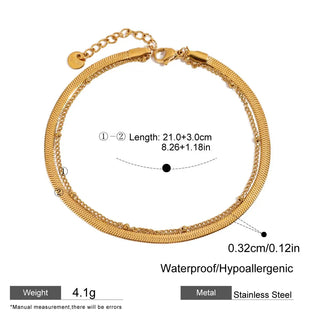 ステンレス304 低ニッケル 水に濡れても錆びにくい 18Kゴールドメッキ アンクレット 【YJ02491】