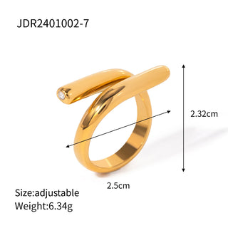 ステンレス304 低ニッケル 水に濡れても錆びにくい 18Kゴールドメッキ リング 【YJ03878】
