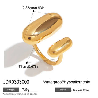 ステンレス304 ニッケルフリー 水に濡れても錆びにくい 18Kゴールドメッキ リング ウェーブ【YJ00297】