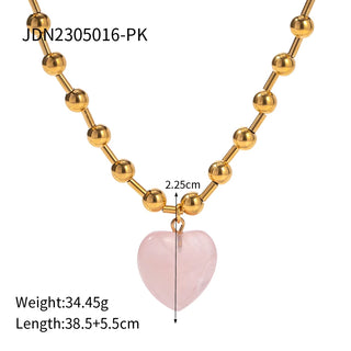 ステンレス304 低ニッケル 水に濡れても錆びにくい 18Kゴールドメッキ ネックレス チェーン ハート クリスタル ボールチェーン【YJ03286】