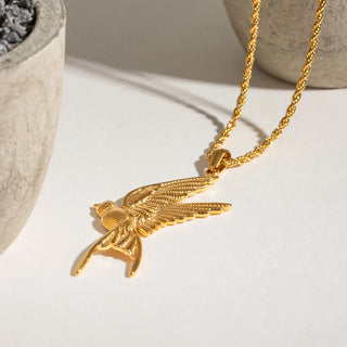 ステンレス304 低ニッケル 水に濡れても錆びにくい 18Kゴールドメッキ ネックレス チェーン バード 鳥 【YJ03076】