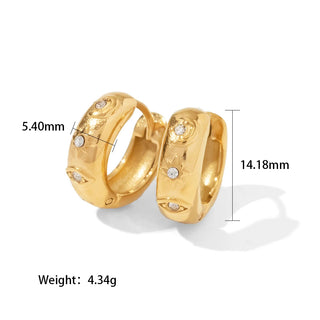 ステンレス304 低ニッケル 水に濡れても錆びにくい 18Kゴールドメッキ ピアス チャンキー フープ 【YJ03614】