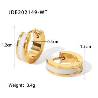 ステンレス304 低ニッケル 水に濡れても錆びにくい 18Kゴールドメッキ ピアス フープ エナメル 【YJ02382】