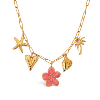 ステンレス304 ニッケルフリー 水に濡れても錆びにくい チャーム ネックレス ハート ヒトデ フラワー 花 アンモナイト 【YJ00394】