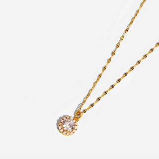 ステンレス304 低ニッケル 水に濡れても錆びにくい 18Kゴールドメッキ ネックレス チャーム ジルコニア 【YJ02570】