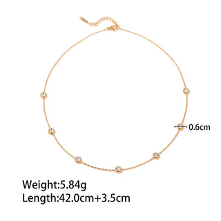 ステンレス304 低ニッケル 水に濡れても錆びにくい 18Kゴールドメッキ ネックレス ジルコニア 【YJ03474】