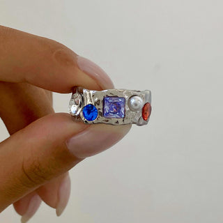 ステンレス304 低ニッケル 水に濡れても錆びにくい 18Kゴールドメッキ リング パール ジルコニア 【YJ03320】