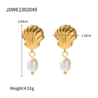 ステンレス304 ニッケルフリー 水に濡れても錆びにくい 18Kゴールドメッキ タッセル ピアス ヒトデ シェル 貝殻 【YJ00770】