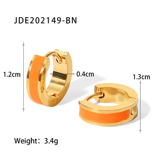 ステンレス304 低ニッケル 水に濡れても錆びにくい 18Kゴールドメッキ ピアス フープ エナメル 【YJ02382】