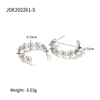 ステンレス304 低ニッケル 水に濡れても錆びにくい 18Kゴールドメッキ ピアス フープ フラワー 花 【YJ01458】