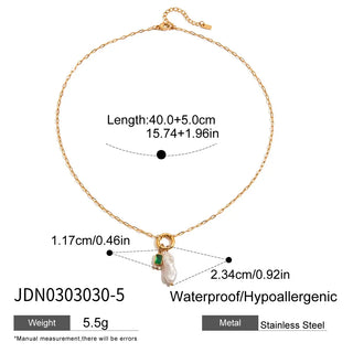 ステンレス304 ニッケルフリー 水に濡れても錆びにくい 18Kゴールドメッキ ネックレス パール 誕生石 【YJ00618】